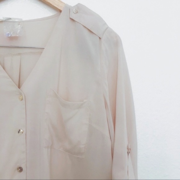 Beige rayon button-down shirt - Picture 3 of 6